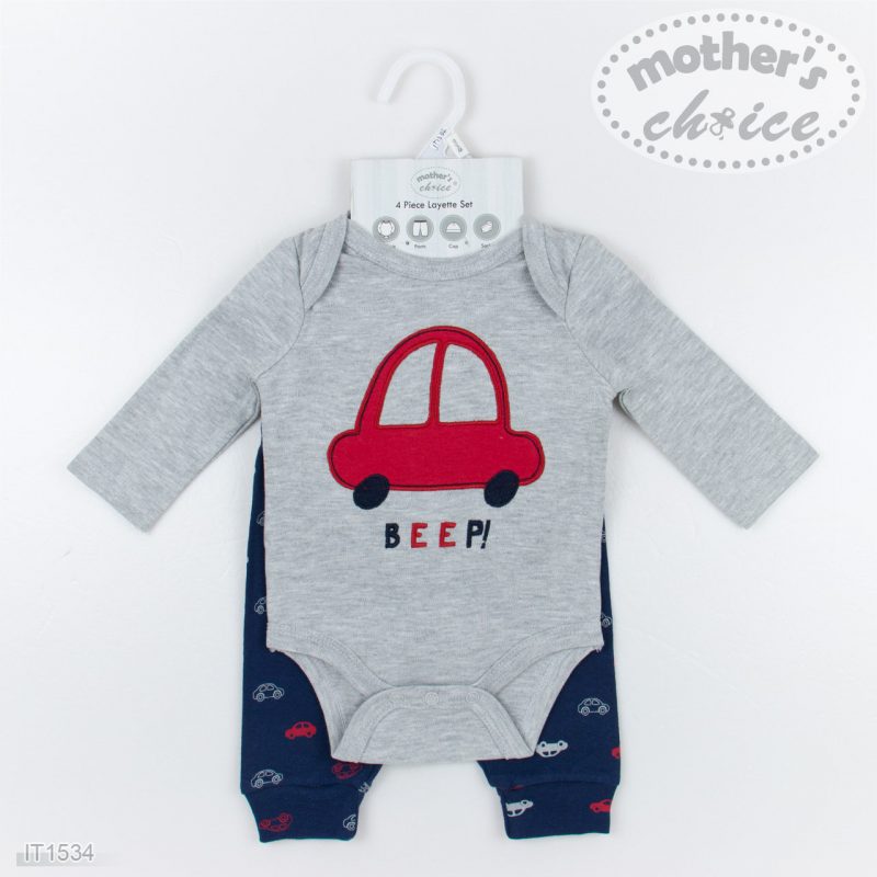 Body dài tay cho bé Mother's Choice - kèm quần dài mũ tất diện phố 100% cotton