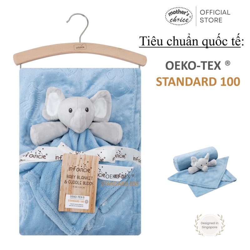Chăn cho bé đạt chuẩn OEKO-TEX STANDARD100 cỡ 75x100cm kèm thú bông Mother's Choice